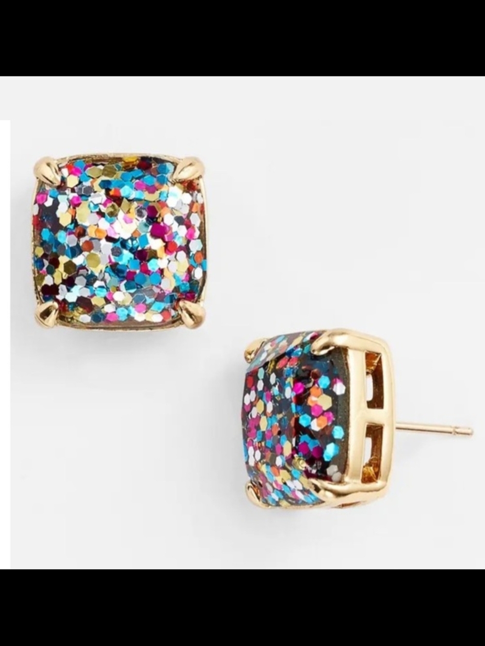 Kate Spade Confetti Glitter Square Stud Earrings - Picture 2 of 3